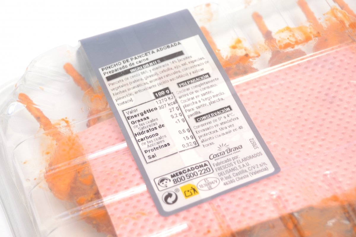 Ingredientes y tabla de valores nutricionales de las brochetas de cerdo adobadas Mercadona